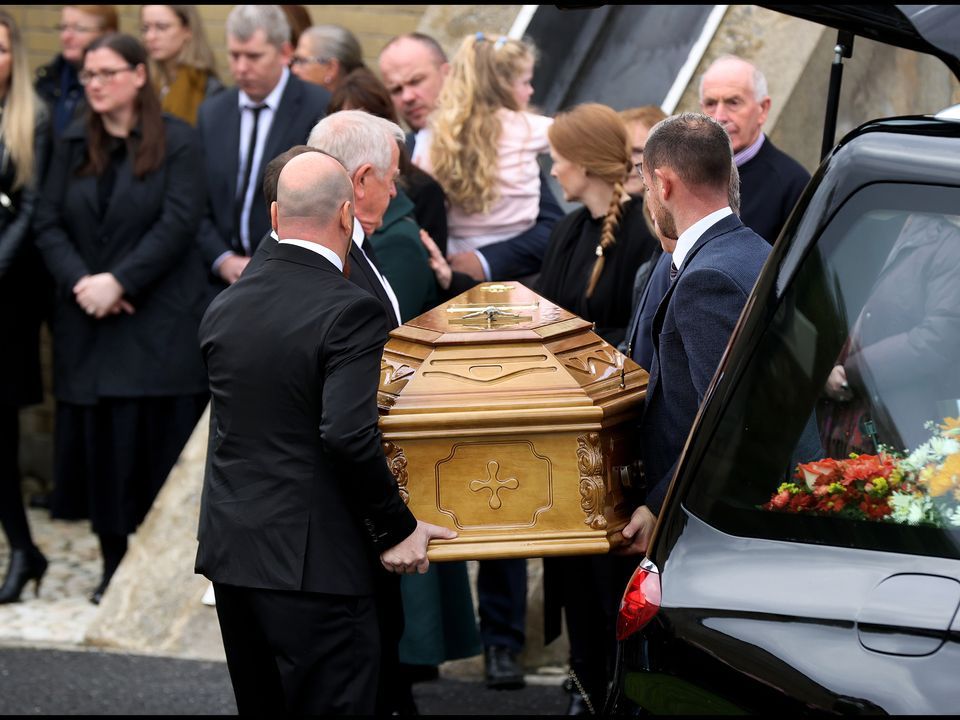 Mourners at the funeral mass of Creeslough victim James O'Flaherty at St Mary's Church Derrybeg. Photo by Steve Humphreys12th October 2022.